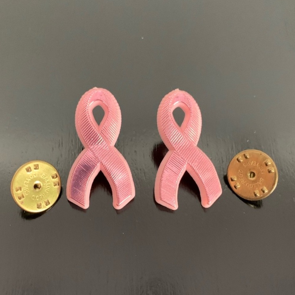 Vintage Ribbon Pin Breast Cancer Awareness Plastic Pink Ribbons